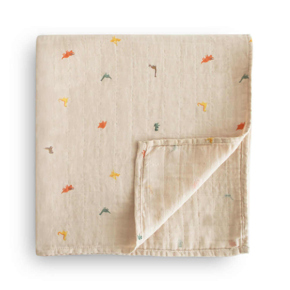 Couverture d'emmaillotage en mousseline Mushie | 100 % coton biologique (Dinosaures)