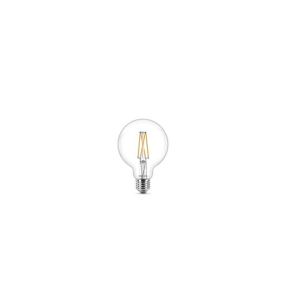 New Philips Led Classic Dimmable Globe G93 Bulb [E27 Edison Screw] 7W - 60W Equivalent, Warm 2700K Light/White