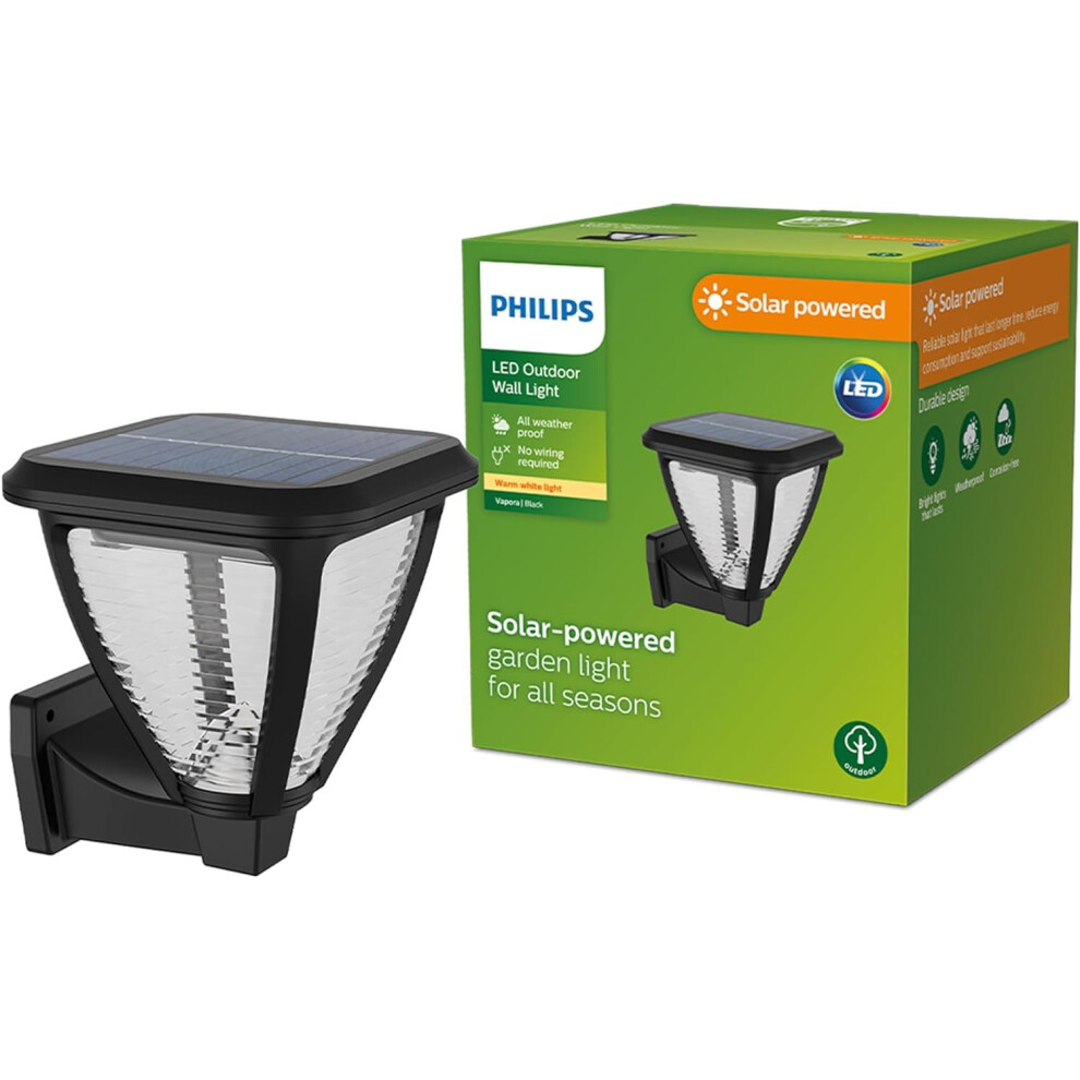 Philips Ing Vapora Outdoor Solar, Path 1.5W, 2700K, Ip44 Weatherproof Light/Black