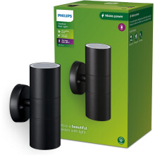 Philips Lighting Kylis Outdoor up/Down Wall Light, Without Bulb, Black, 2X max. 25W, IP44 Weatherproof
