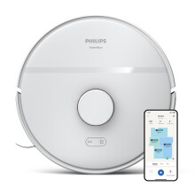 Philips HomeRun 2000 series: 2-in-1 Robot vacuum and mop with 2700 Pa suction & 130 min runtime, laser navigation, carpet boost, app-controlled, White