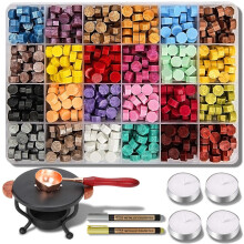Kit de cire d'etancheite yipled 728 pcs kit de tampon de joint de cire avec 24 colorants de cire de cire 2 stylos sceau de cire de cire de tampon