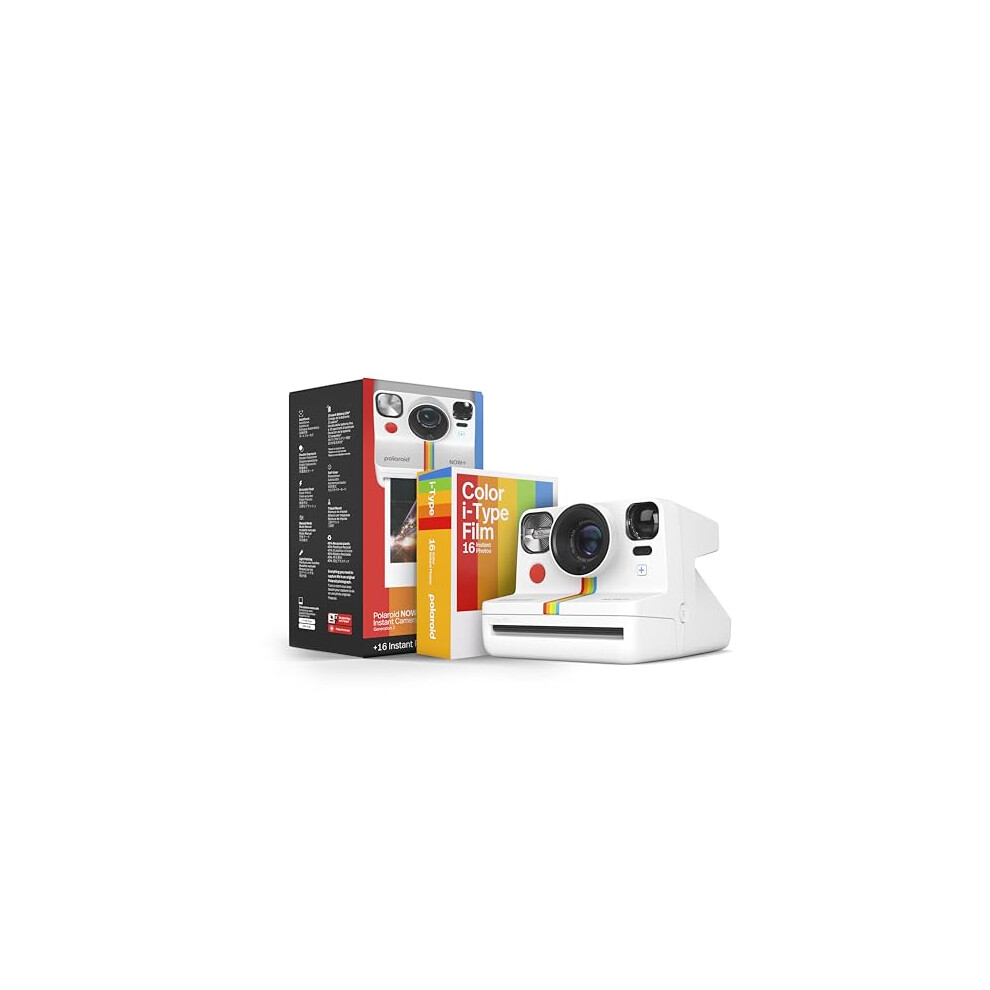 Polaroid Now+ Generation 2 - Camera + Film Bundle (16 Photos Included) - White - Bluetooth Connected App Controlled Instant Film Camera-6437