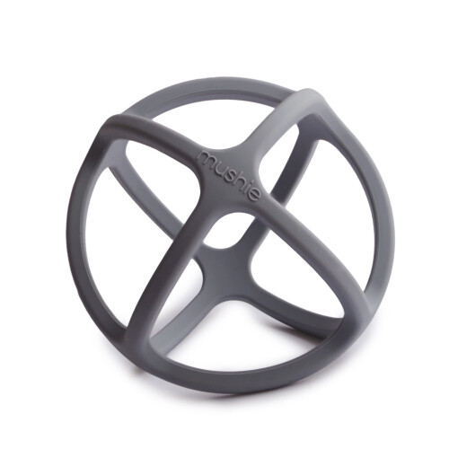 Mushie Silicone Baby Teether Ball Toy (Dove Grey)