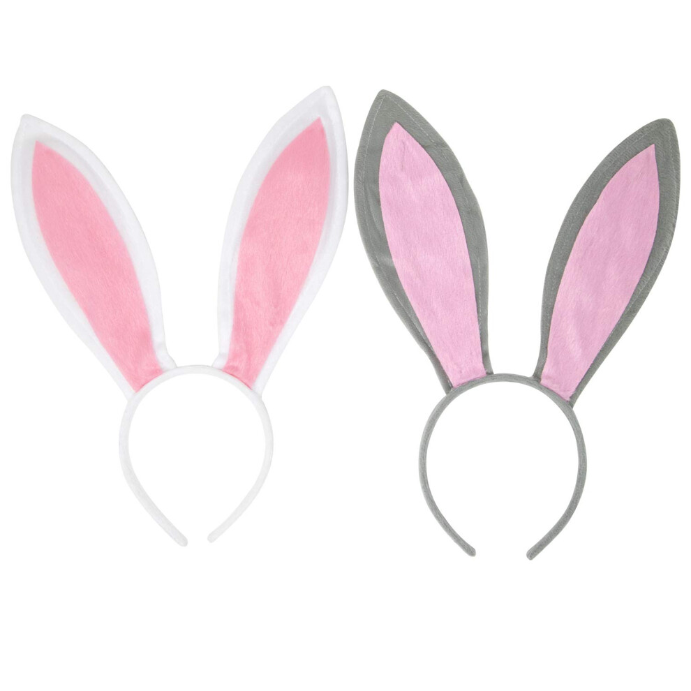 Funcredible Unisex White,Grey Grey Bunny Ears And White Bunny Ears - Bunny Ears Headbands - Bunny Rabbit Cosplay Costume Accessories - Bendable Bunny Ears For Kids And