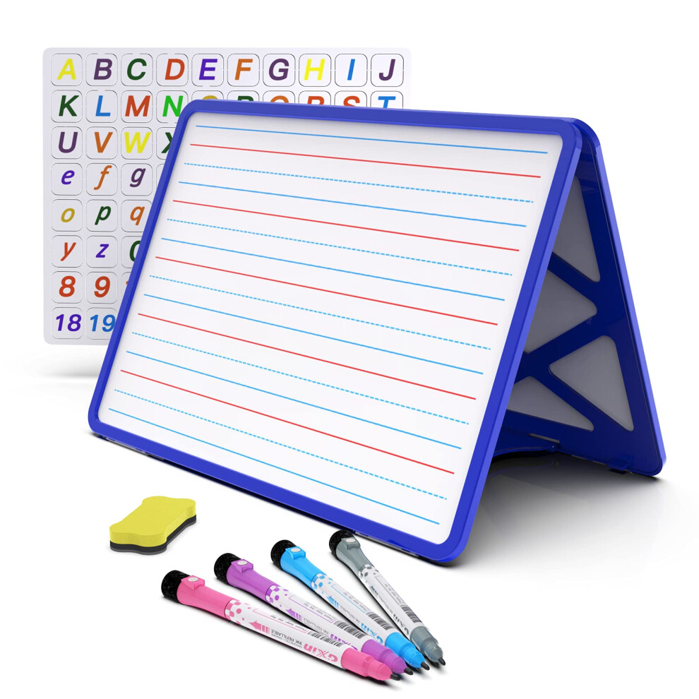 Small Dry Erase White Board with Stand  Double Sided Dry Erase Board for Kids  Foldable Small White Board Portable Mini Whiteboard with Lines & Holder