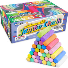 ArtCreativity Jumbo Sidewalk Chalk Set for Kids Giant Box of 120 Colorful Chalk Pieces Non-Toxic Dust-Free Washable Chalk in 10 Colors For Drive