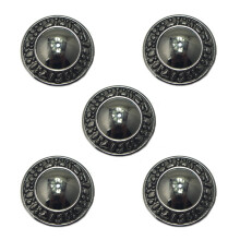 Set of 5 Large Dark Gunmetal Tone Metal Buttons for Blouse, Jacket, Dress etc - 23 mm Diameter