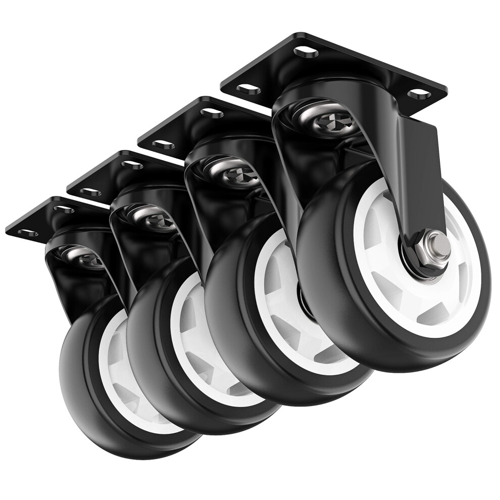 4 Inch Swivel Caster Wheels Heavy Duty Plate Casters With No Brake Total Capacity 1200Lbs (Pack Of 4) 616050774831