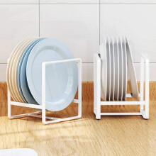 2PCS Plate Holders Organizer Metal Dish Storage Dying Display Rack for Cabinet Counter and Cupboard - White Small