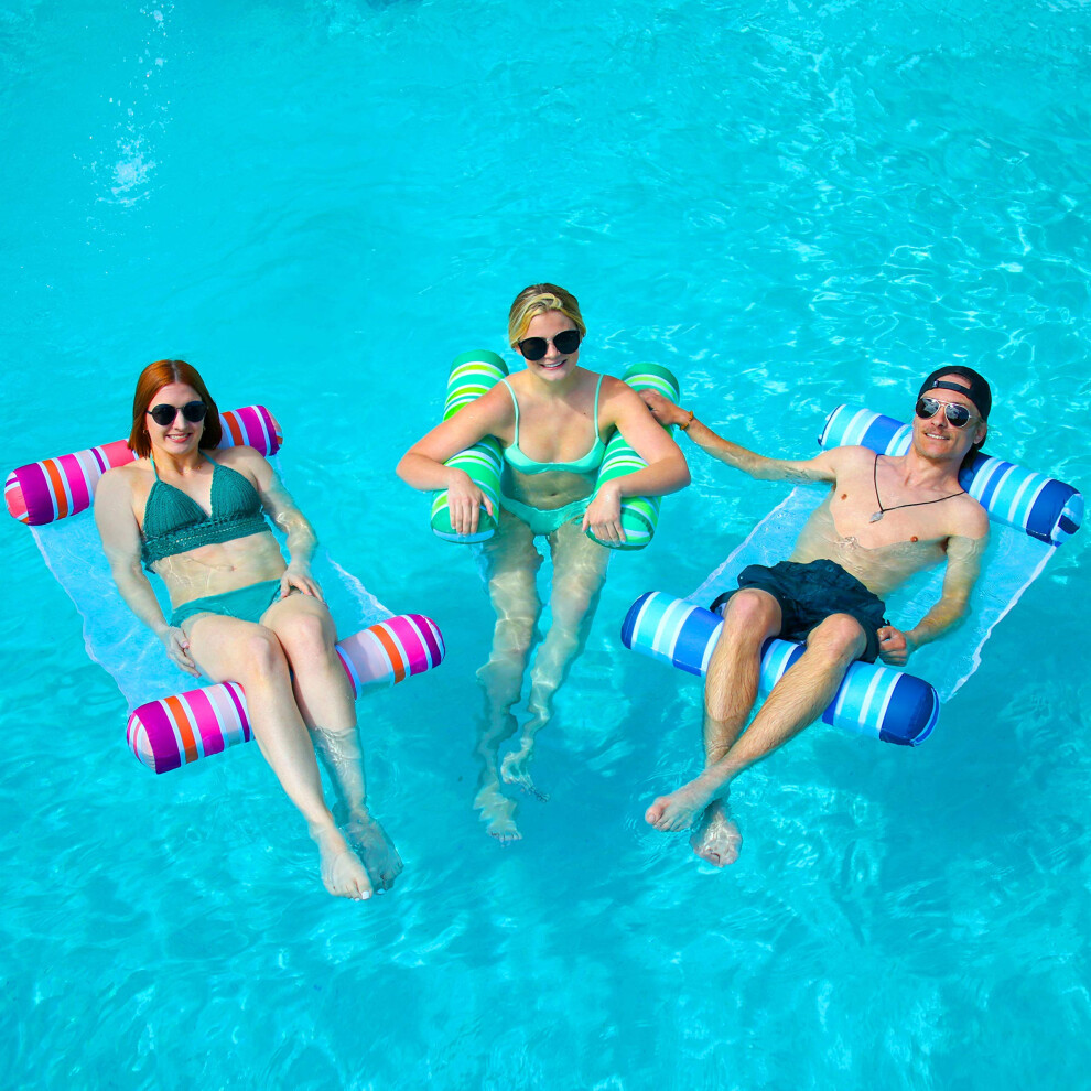 Sloosh Lot de 3 hamacs gonflables pour piscine, accessoires de piscine polyvalents (fauteuils flottants, chaises longues, hamacs flottants) pour