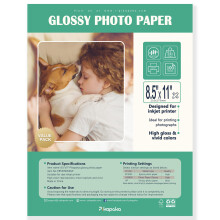 Pikapoka 8.5x11 Glanzend Fotopapier - Fotokwaliteit Papier voor Inktjetprinter, 100 Vellen, 200GSM