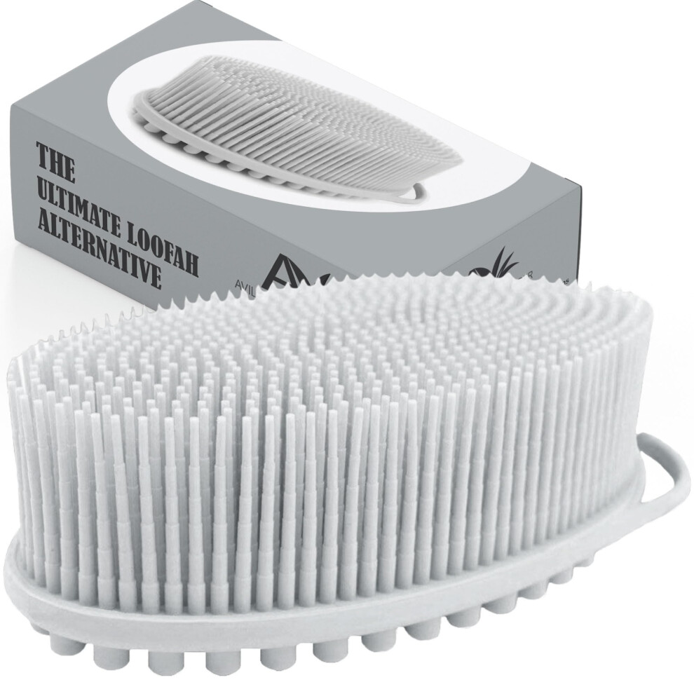 Avilana Exfoliating Silicone Body Scrubber Shower Brush- Hygienic Shower Loofah Sponge Alternative For Deep Clean & Soft Skin - Silicone Body Brush An