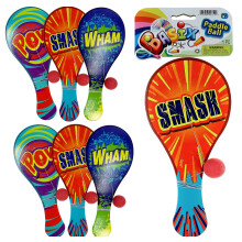 JA-RU Houten Paddle Ball met String (6 Paddle Toy) Vintage Retro Return Ball voor kinderen, jongens en meisjes. Ouderwets speelgoed. Binnen- en buite