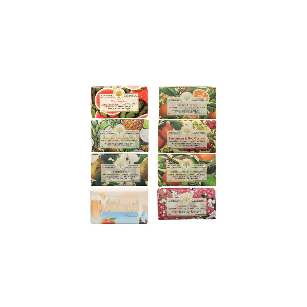 Wavertree & Londen Wavertree & London Assorted Fruity Flavors (8 Bars) 7Oz Moisturizing Natural Soap Bars French -Milled And Enriched With Shea Butter
