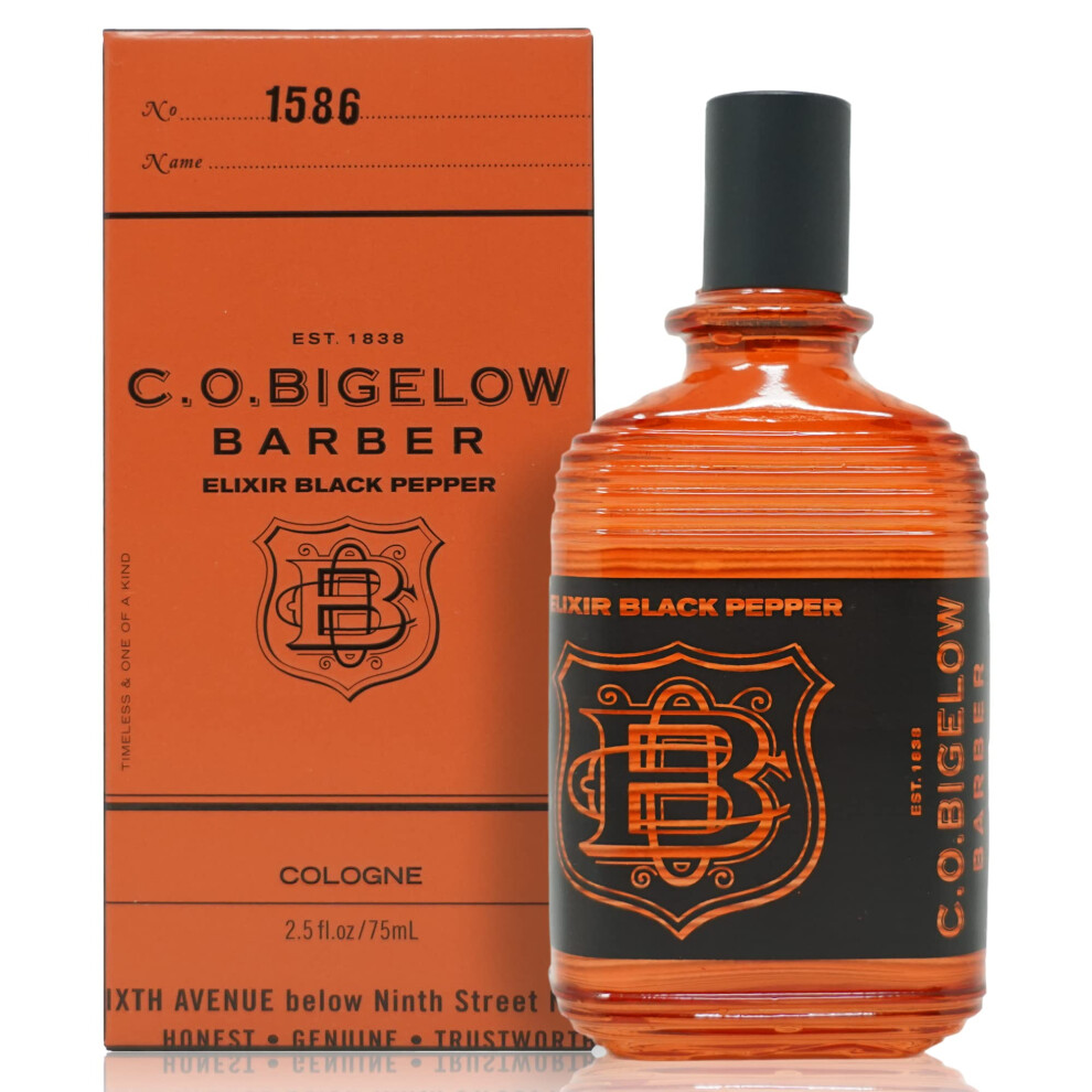 C.o. Bigelow Black Cologne For Men - Elixir Pepper - No. 1586 2.5 Fl Oz Cologne For Men Bourbon & Sandalwood Scented Masculine Refined Long Last