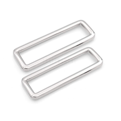 CRAFTMEMORE 2 Inch Rectangle Rings Buckle Metal Rectangular Buckle Loop for Bag Belt Strap Quality Finish 4 pcs SCLP (2 Inches Loop  Silver)