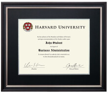EXCELLO GLOBAL PRODUCTS Photo Document Frame: 11"""" x 14"""" with Double Mat Graduation Diploma Certificate Holder Wall Frame (Black/Silver/Red)