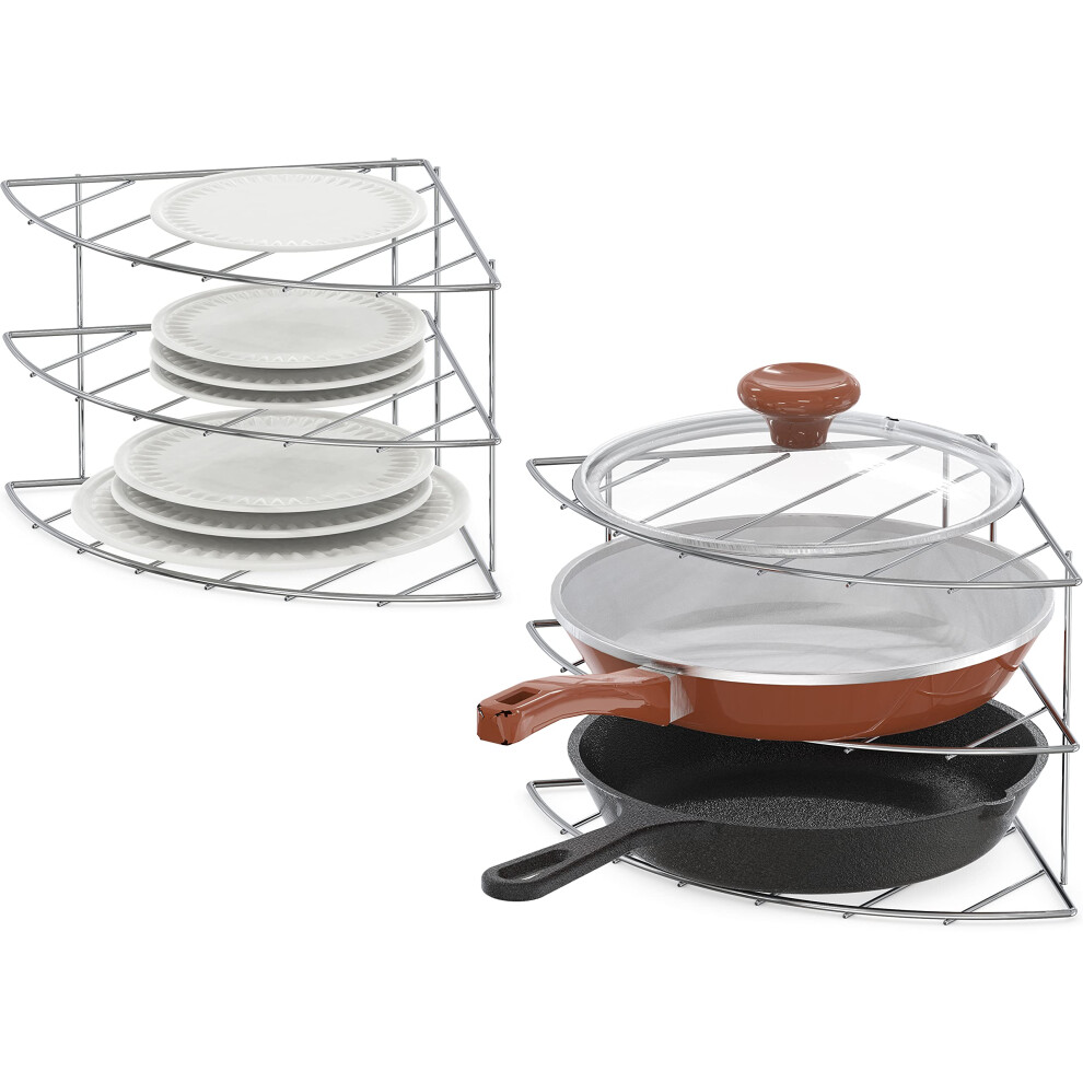 tag   res d'angle     3 niveaux pour comptoir et armoire Deco Brothers, lot de 2, chrom   es