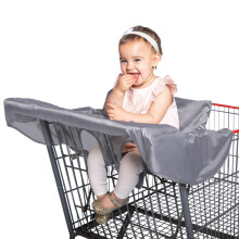 J.L. Childress Healthy Habits Shopping Cart & High Chair Cover, Lättviktig, Tvättbar, Skyddar Barn, Grå