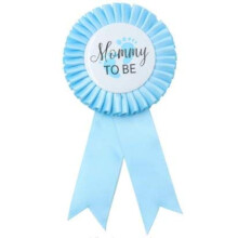 ColerThingsdg Mom to Be Tinplate Badge Pin - Baby Shower Button Nouveau Maman Gender Revelows Party Baby Boy Blue Rosette Button Baby Celebration