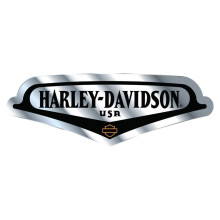 Calcoman a de aluminio con relieve V-Tank de Harley-Davidson, plateada y negra, 5 x 7 pulgadas.