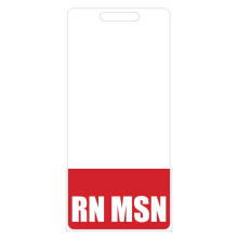 RN MSN Badge Buddy (rosso) - Etichette verticali per badge resistenti per infermieri con laurea magistrale - Badge identificativo bifacciale