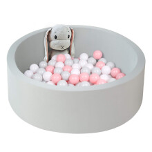 UHAPPYEE Soft Ball Pit voor Peuters, 90x30cm Schuim Ballenbad met Verwijderbare Deksel - Lichtgrijs