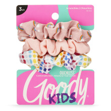Goody Ouchless Haarscrunchie - 3 stuks Regenboog en Perzik - Helpt de haren op hun plaats te houden - Haaraccessoires om gemakkelijk te stylen en uw
