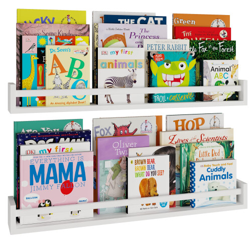 Wallniture Utah 32 Witte Boekenplanken Voor De Kinderkamer Wandgemonteerd Zwevend Houten Boekenplanken Voor De Kinderkamer Set Van 2~p113889298
