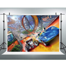 EOA 5(W) x3(H) FT Wheels Wild Hot Racer Photogarphy Achtergronden Verjaardagsfeestje Videogame Achtergrond Autoracen Kinderbanner Fotoshoot Studio Pr