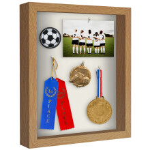 Americanflat 11x14 Shadow Box Frame in Dark Oak with Soft Linen Back - Engineered Wood with Shatter-Resistant Glass and Hanging Hardware for Wall and
