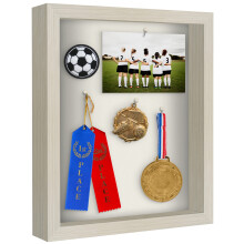 Americanflat 11x14 Shadow Box Frame in Light Wood with Soft Linen Back - Engineered Wood Frame with Shatter-Resistant Glass - Shadow Boxes for Wall an