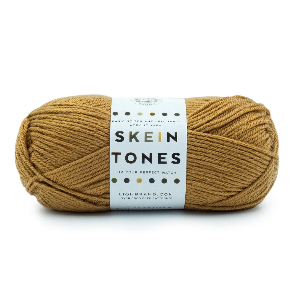Lion Brand Yarn Basic Stitch (Skein Tones ) Anti-Pilling Knitting Yarn  Yarn for Crocheting  Cedarwood  555 Foot (Pack of 1)