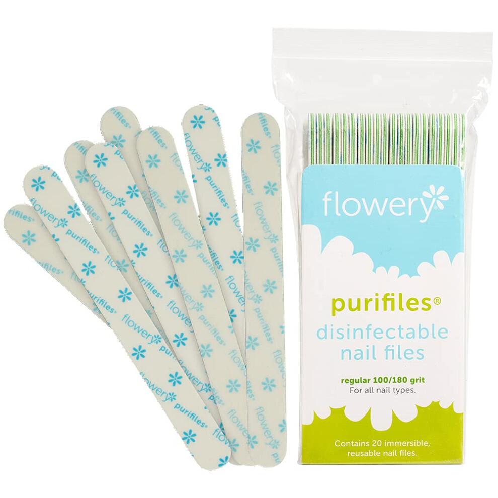 Blumig Flowery Green Core Disinfectable Nail Files 100/180 Grit 20 Per Pack