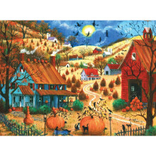 Bits and Pieces - 1000 piezas Rompecabezas para adultos - La gran visita al concurso de calabazas - Jigsaw Puzzle Fall Otoo Country Farm Hallowe