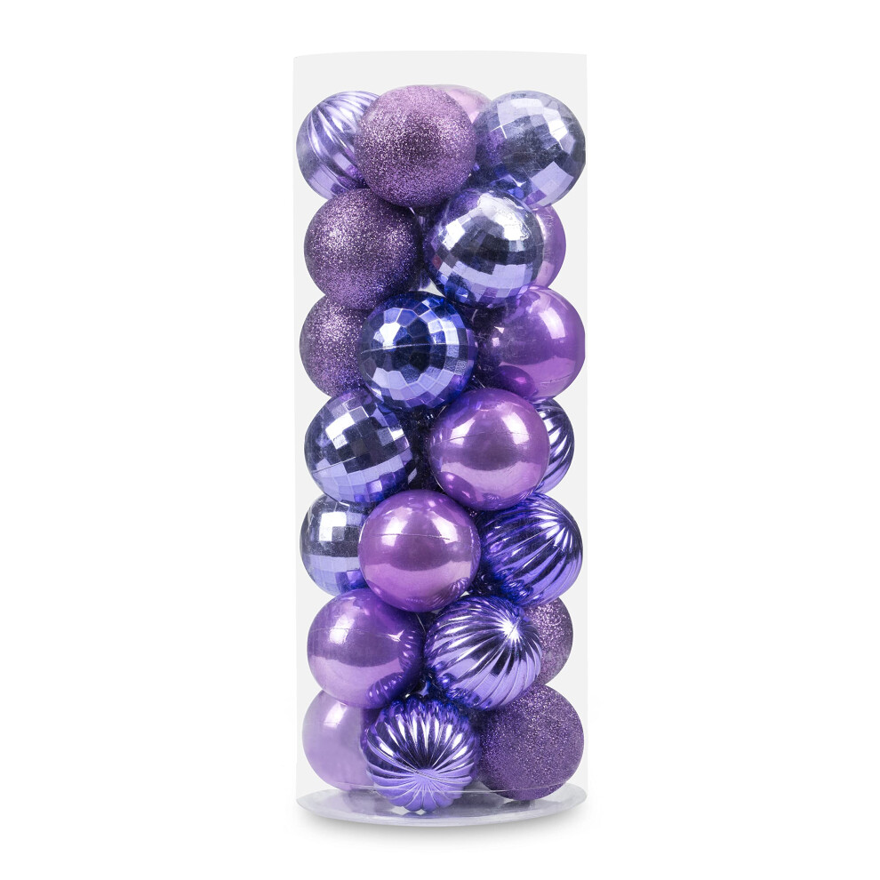 Boules De NoëL Incassables AUXO-FUN, 28 PièCes, Disponibles En 4 Finitions Classiques, Pour La DéCoration De Votre Sapin De NoëL (Taille Standard-image