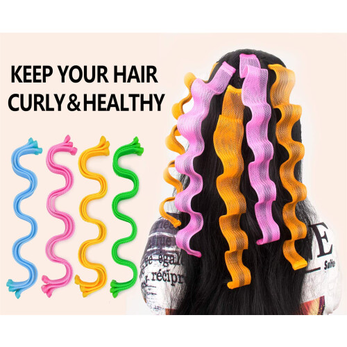 40PCS Curlers Sem Calor para Ondas e Espirais (22 polegadas) com 6 Ganchos Estilo 2