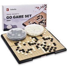 ColorGo 19x19 Go-bordspelset met groot opvouwbaar reisbord (11,3 inch) en magnetische plastic stenen Strategie Weiqi Games