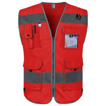 TCCFCCT Sicherheitsweste fr Mnner und Frauen, 9 Taschen, hohe Sichtbarkeit, reflektierende Weste fr Sicherheit, Arbeitsweste mit reflektierenden S