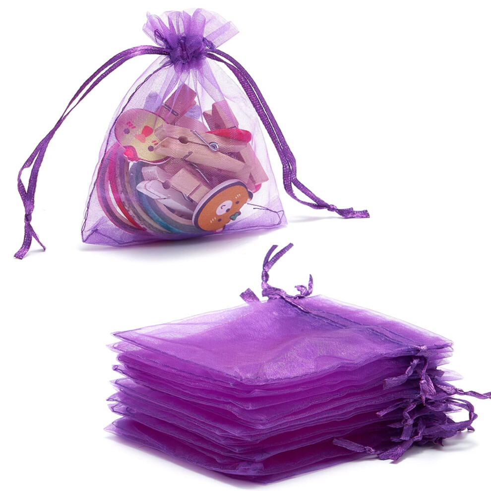 Tendwarm 100 Sacchetti In Organza Trasparente Da 3X4 Pollici Per Feste, Festival, Matrimoni, Bomboniere Con Coulisse, Sacchetti Regalo Di Natale-image