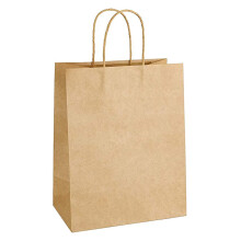 HSMOK 100PCS 7.8x4.3x10.6 Kraft Paper Bags with Handles for Wedding Party Craft Retail Packaging Recycled Twist handles Gift Bag (Brown 100)