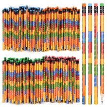 Kolewo4ever 200 stuks bouwsteen houten potloden kleurrijke ronde potloden met gummen kinderen verjaardag goody bag bulkvuller voor examens school kan