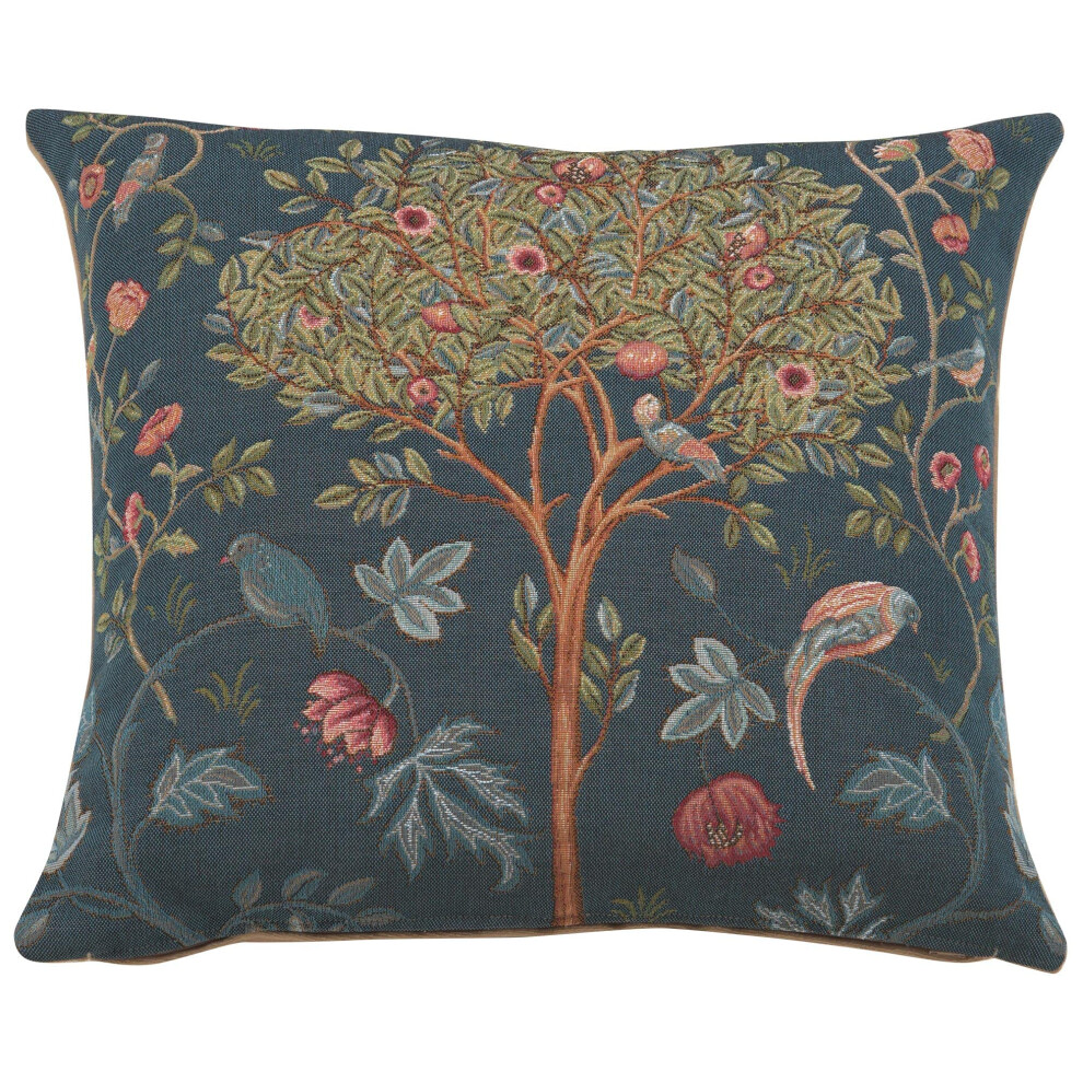 Charlotte Home Furnishings Inc. Kelmscott Tree Blue Square Throw Pillow Cover - 19 X 19 Decorative Boho Cushion Case for European Cotton Room Decor Ja