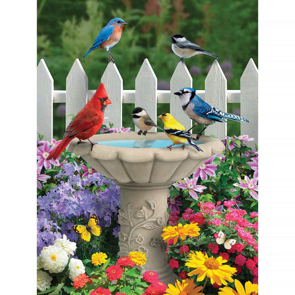 Bits And Pieces - Puzzle 300 PièCes Pour Adultes - Amis Du Jardin D'éTé - Bain D'oiseaux, ClôTure De Fleurs, Cour, Puzzle Animalier ExtéRieur Par-image
