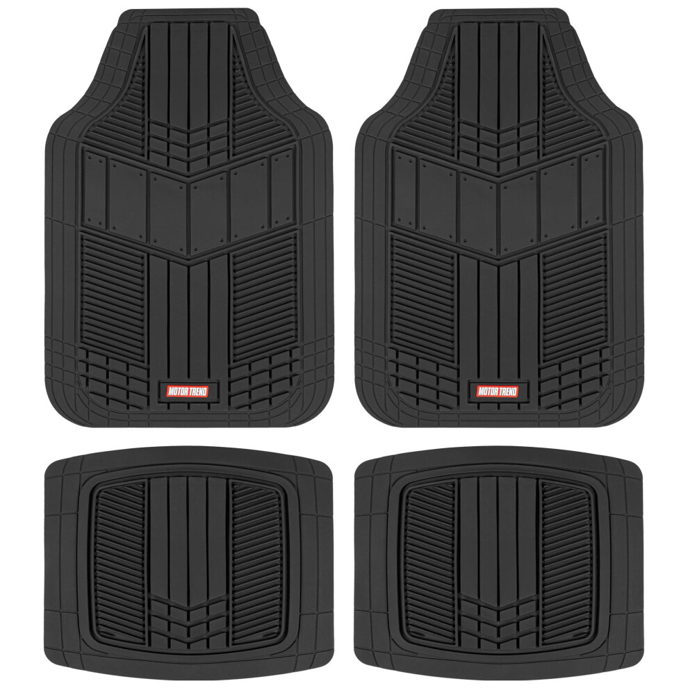 Motor Trend Dualflex Rubber Floor Mats For Car Truck Van & Suv - Waterproof Car Floor Mats With Drainage Channels All-Weather Car Mats With Sporty Tw 826942153143