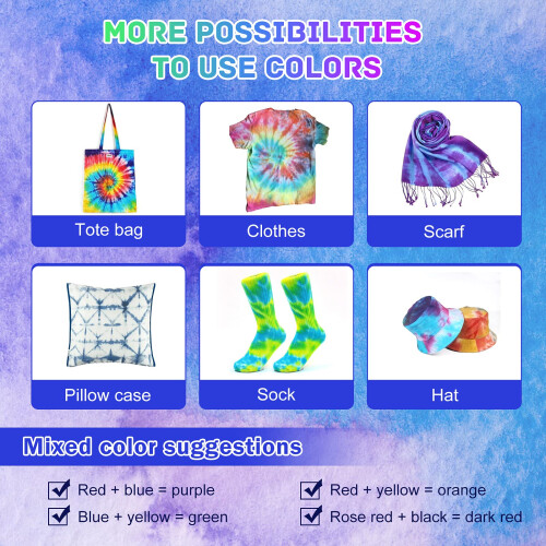 MojiDecor 32 Χρώματα Σετ Tie Dye, Μόνιμο Χρώμα Υφασμάτων για Παιδιά και Ενήλικες 2