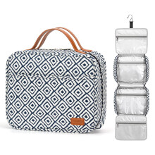 Bosidu Hanging Travel Toitrage Sac grande capacite Organisateur de toilette de voyage cosmetique pour femmes avec 4 compartiments et 1 crochet ro