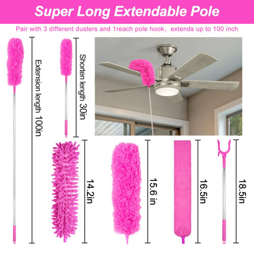 CALBEAU 15PCS Conjunto de Pincéis de Microfibra Flexíveis e Laváveis com Vara de 100 polegadas 1