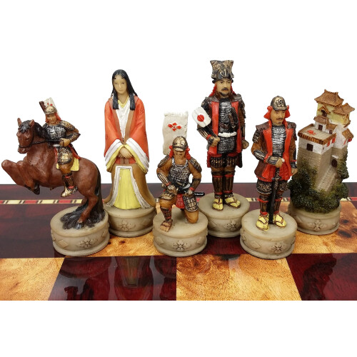 Japanischer Samurai Krieger Schachfigurensatz - Kein Brett